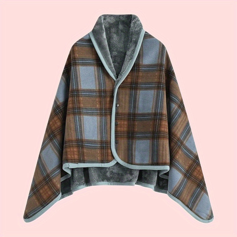 Rosamund | Gezellige geruite cardigan omslagsjaal