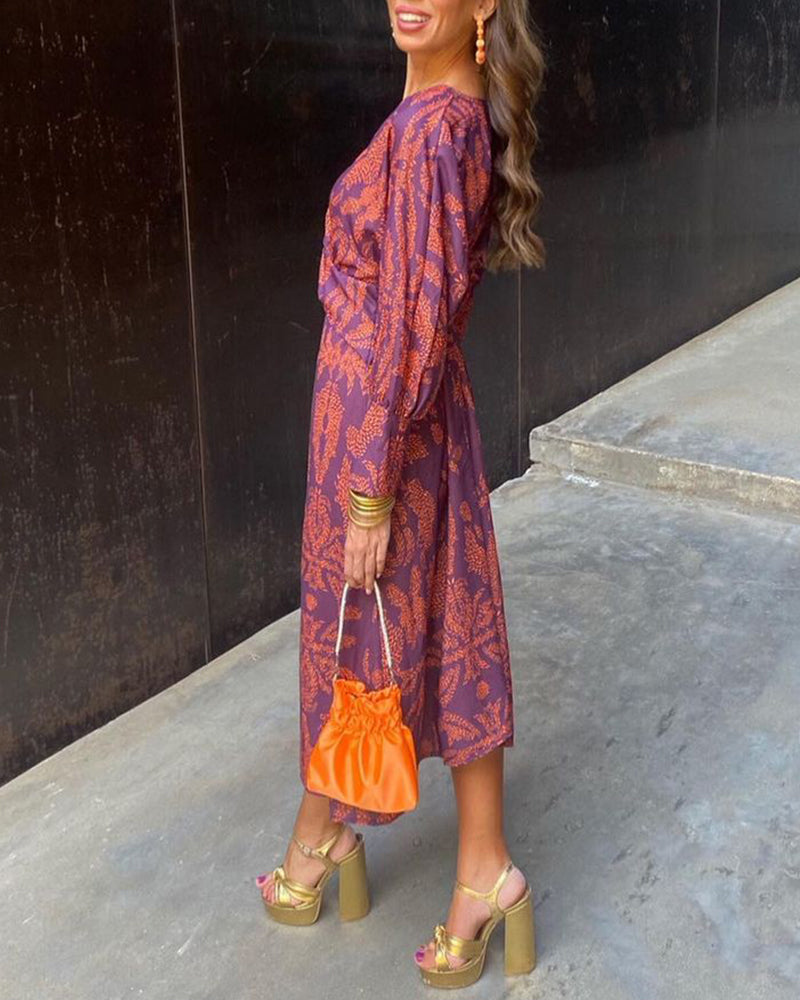 Jasmine | Elegante maxi-jurk in A-lijn met lange mouwen