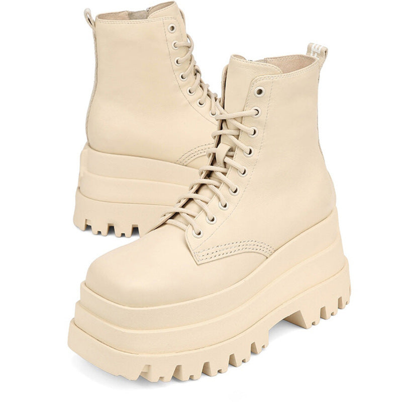 Stoere veterenkellaarsjes met plateauzool voor dames – combat boots met profielzool voor casual stads- en alternatieve looks