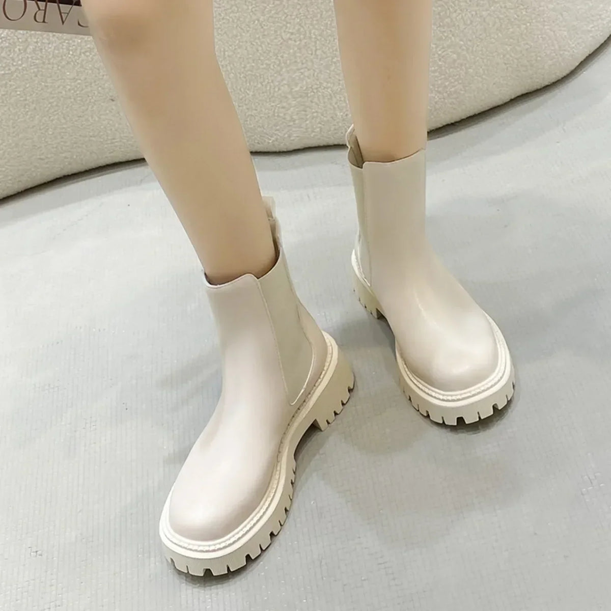 Stoere Chelsea boots voor dames – enkellaarsjes met dikke zool voor dagelijks gebruik in herfst en winter