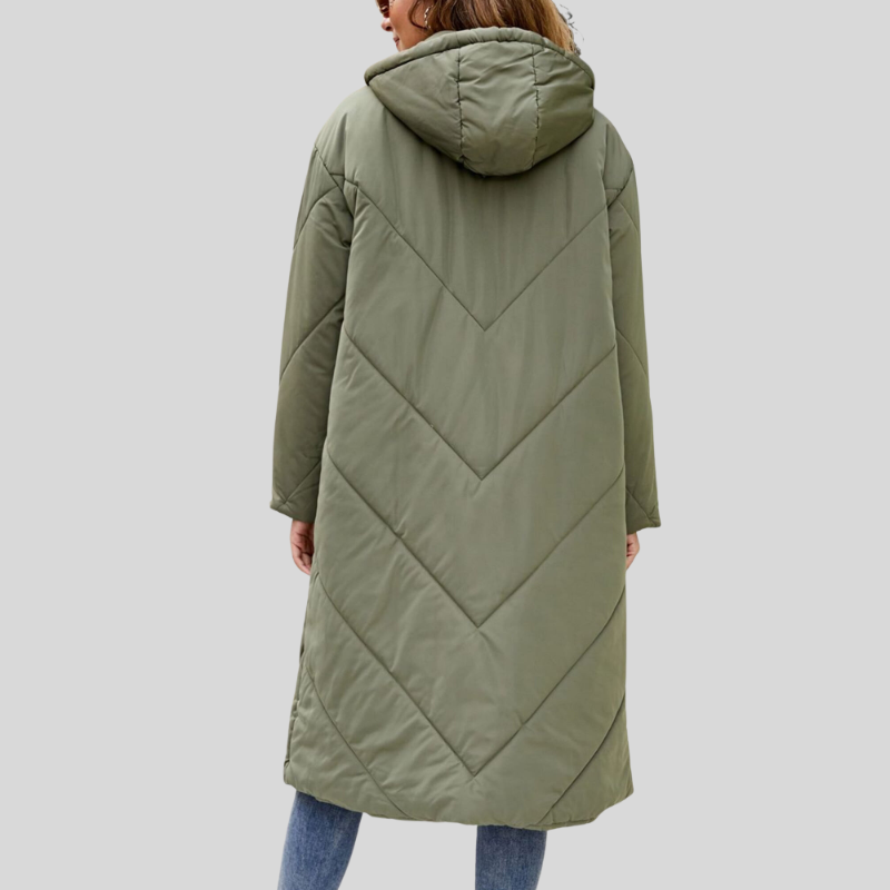 Maxi puffer jas voor dames – oversized laag met capuchon voor winterdekking