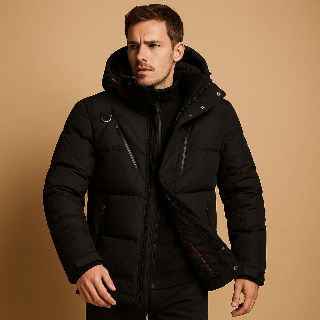 Men’s Hooded Puffer Jacket – Insulated Short Winter Layer for Cold-Weather City Travel Outdoor and Everyday Wear