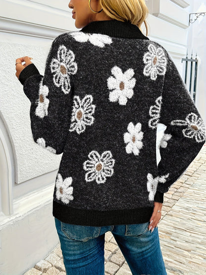Larissa | Floral Half-Zip Sweater