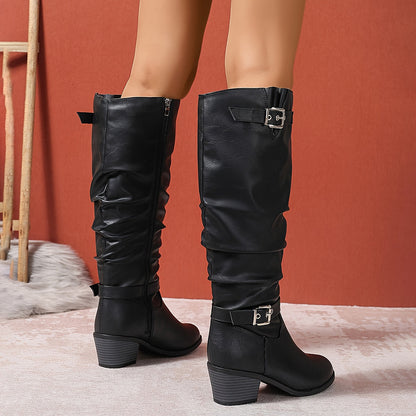 Rosalind | Slouch Buckle Knee-High Boots