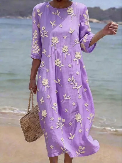 Ella | Midi-jurk met geborduurde bloemen