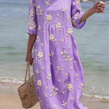 Ella | Midi-jurk met geborduurde bloemen