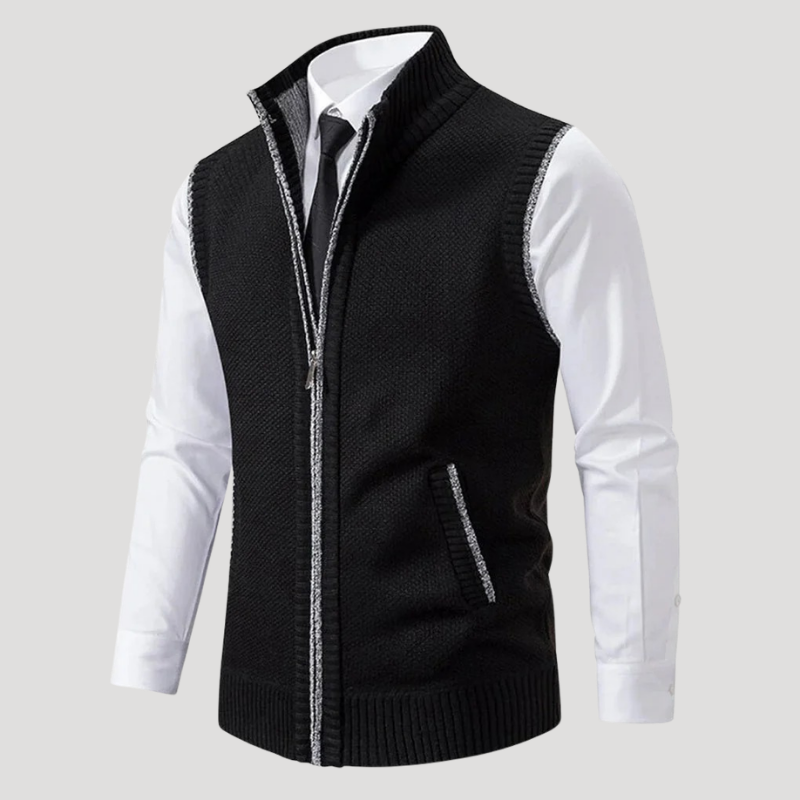 Men's Knitted Vest Zip Waistcoat Sleeveless Casual