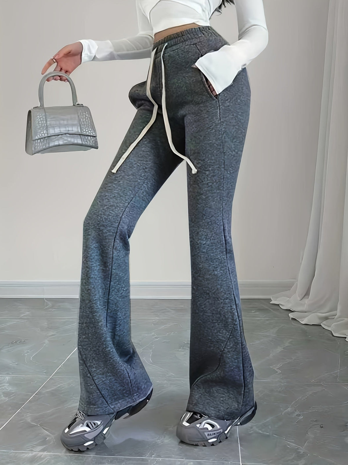 Uitlopende loungebroek met hoge taille