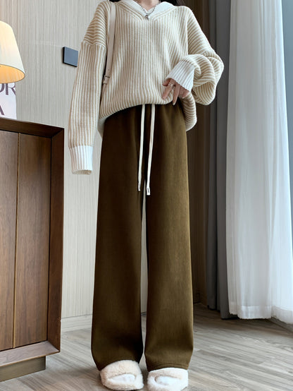 Wijde pantalon met fleece voering