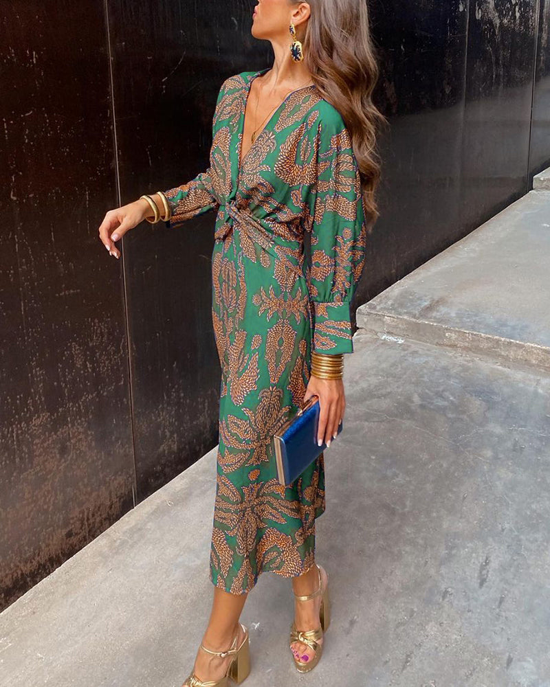 Jasmine | Elegante maxi-jurk in A-lijn met lange mouwen