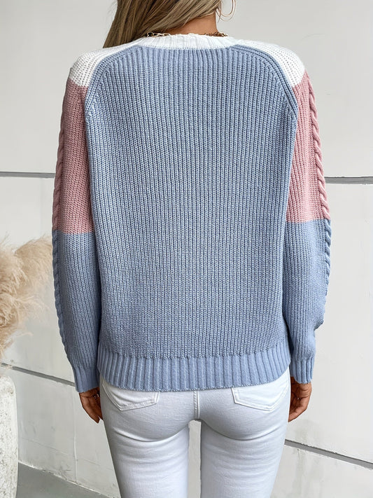 Linnea | Kabeltrui met colourblock