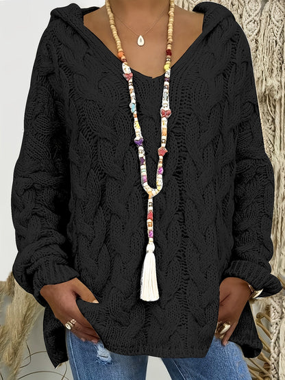 Florence | Ruimvallende cardigan kabeltrui met V-hals