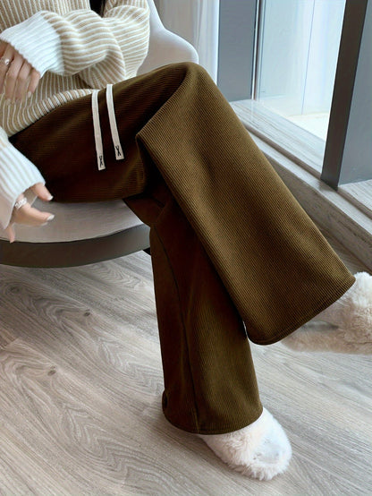 Wijde pantalon met fleece voering