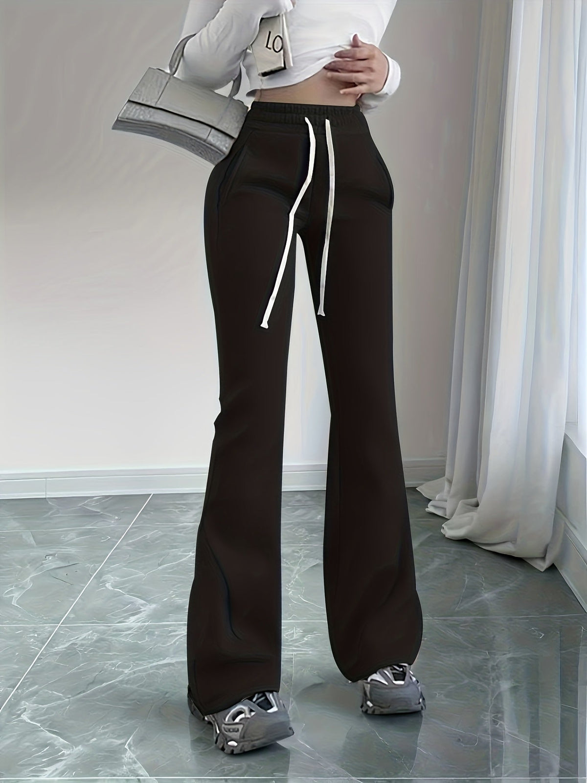 Uitlopende loungebroek met hoge taille