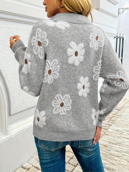 Larissa | Floral Half-Zip Sweater