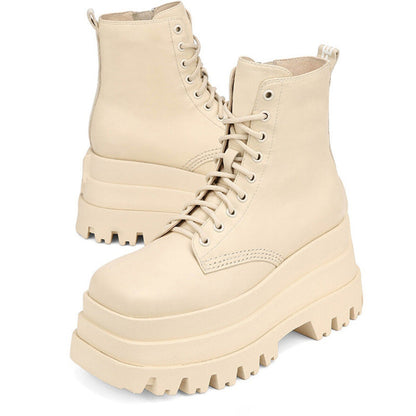Stoere veterenkellaarsjes met plateauzool voor dames – combat boots met profielzool voor casual stads- en alternatieve looks