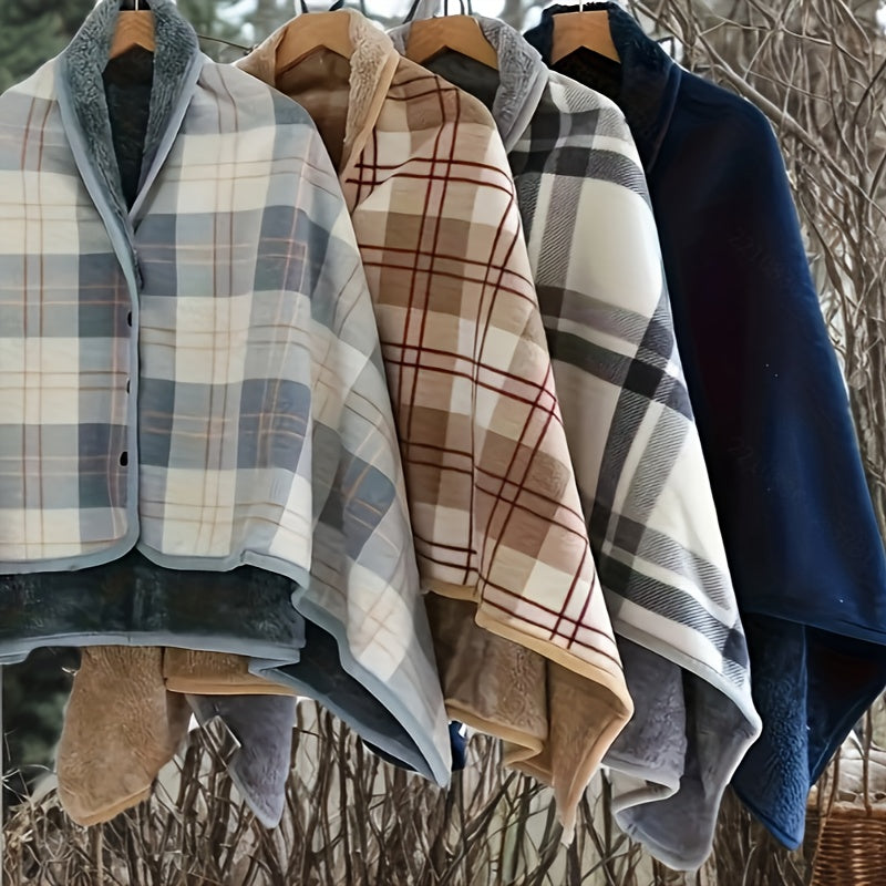 Rosamund | Gezellige geruite cardigan omslagsjaal