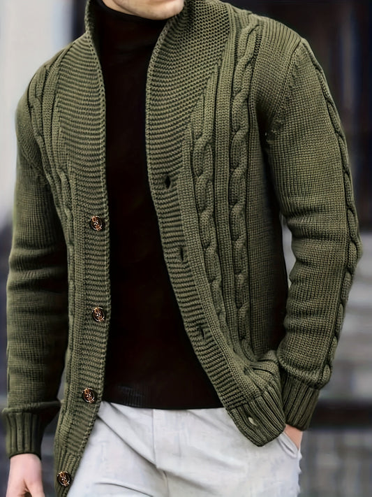 Trevor | Kabelgebreide cardigan met knopen