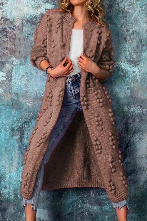 Women’s Longline Textured Cardigan – Cotton-Blend Open-Front Knit for Autumn and Winter