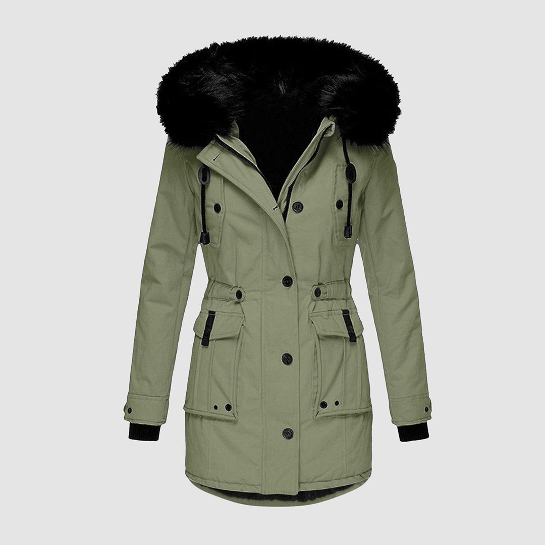 Waterdichte thermische winterparka met capuchon van kunst bont