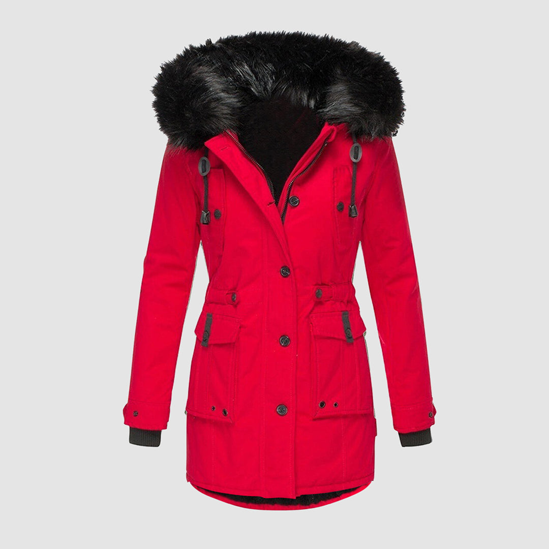 Waterdichte thermische winterparka met capuchon van kunst bont