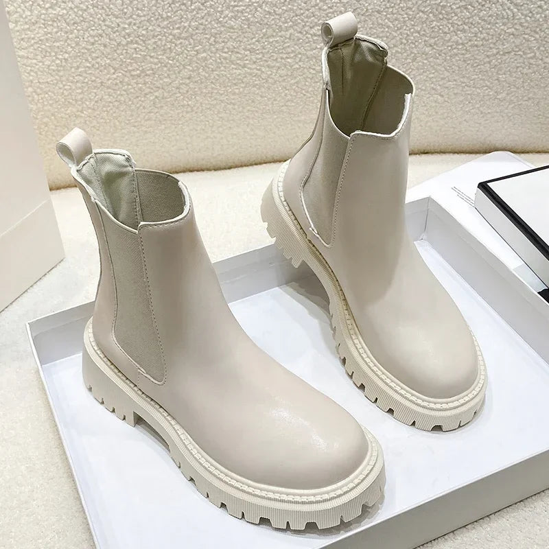 Stoere Chelsea boots voor dames – enkellaarsjes met dikke zool voor dagelijks gebruik in herfst en winter