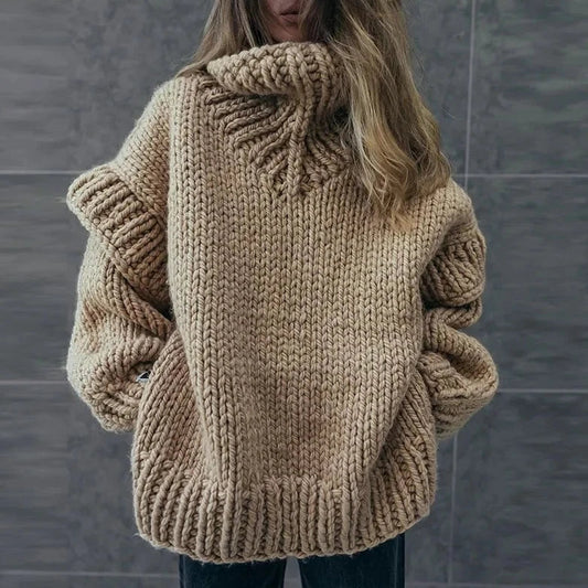 Grof gebreide dames coltrui – oversized winterpullover voor gezellig lagen bij koud weer