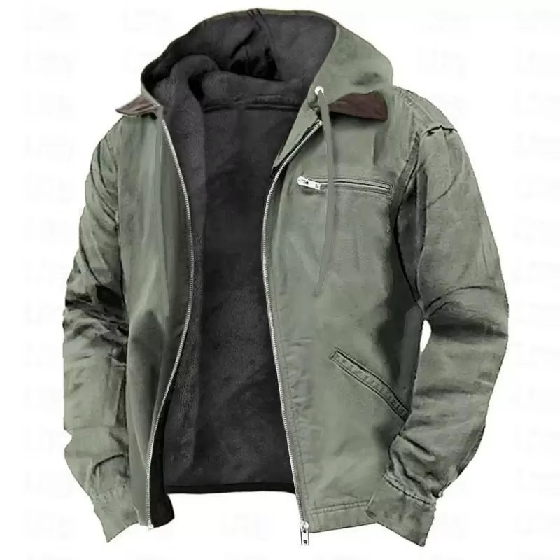 Hooded Winter Coat with Thickened Insulation and Adjustable Hood for Fall and Winter