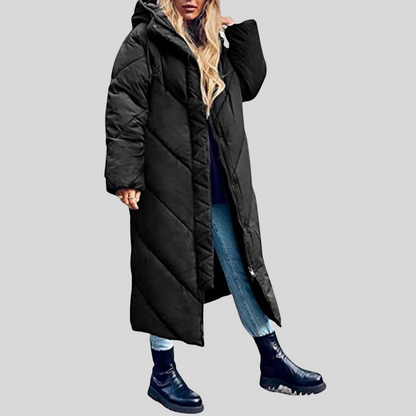 Maxi puffer jas voor dames – oversized laag met capuchon voor winterdekking