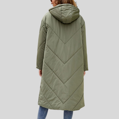 Maxi puffer jas voor dames – oversized laag met capuchon voor winterdekking