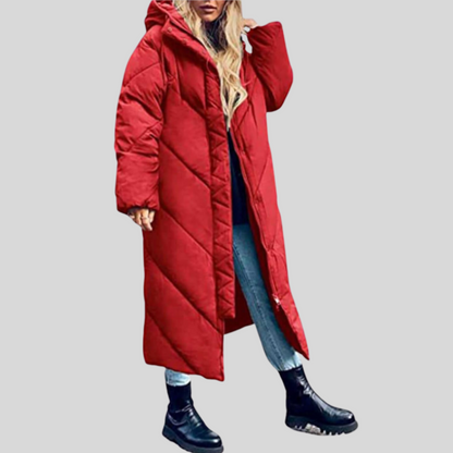 Maxi puffer jas voor dames – oversized laag met capuchon voor winterdekking