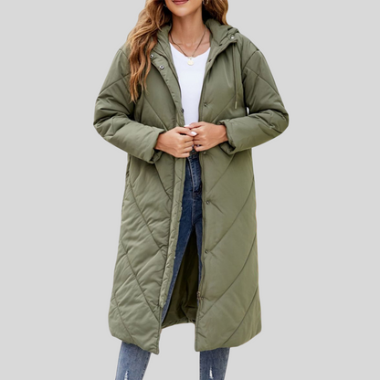 Maxi puffer jas voor dames – oversized laag met capuchon voor winterdekking