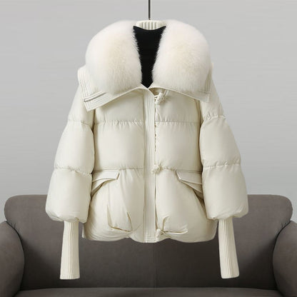 Women’s Faux-Fur Hooded Puffer Jacket – Water-Repellent Glamorous Winter Layer for Elegant Cold-Weather Wear