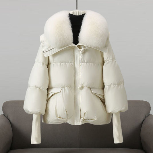 Waterafstotend dames puffer jack met capuchon en imitatiebont – glamoureuze winterlaag voor elegante kleding bij koud weer