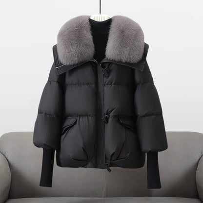 Women’s Faux-Fur Hooded Puffer Jacket – Water-Repellent Glamorous Winter Layer for Elegant Cold-Weather Wear
