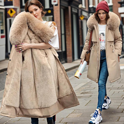 Warme weerbestendige lange winterparka voor dames met capuchon en zachte voering – warme laag voor koud weer