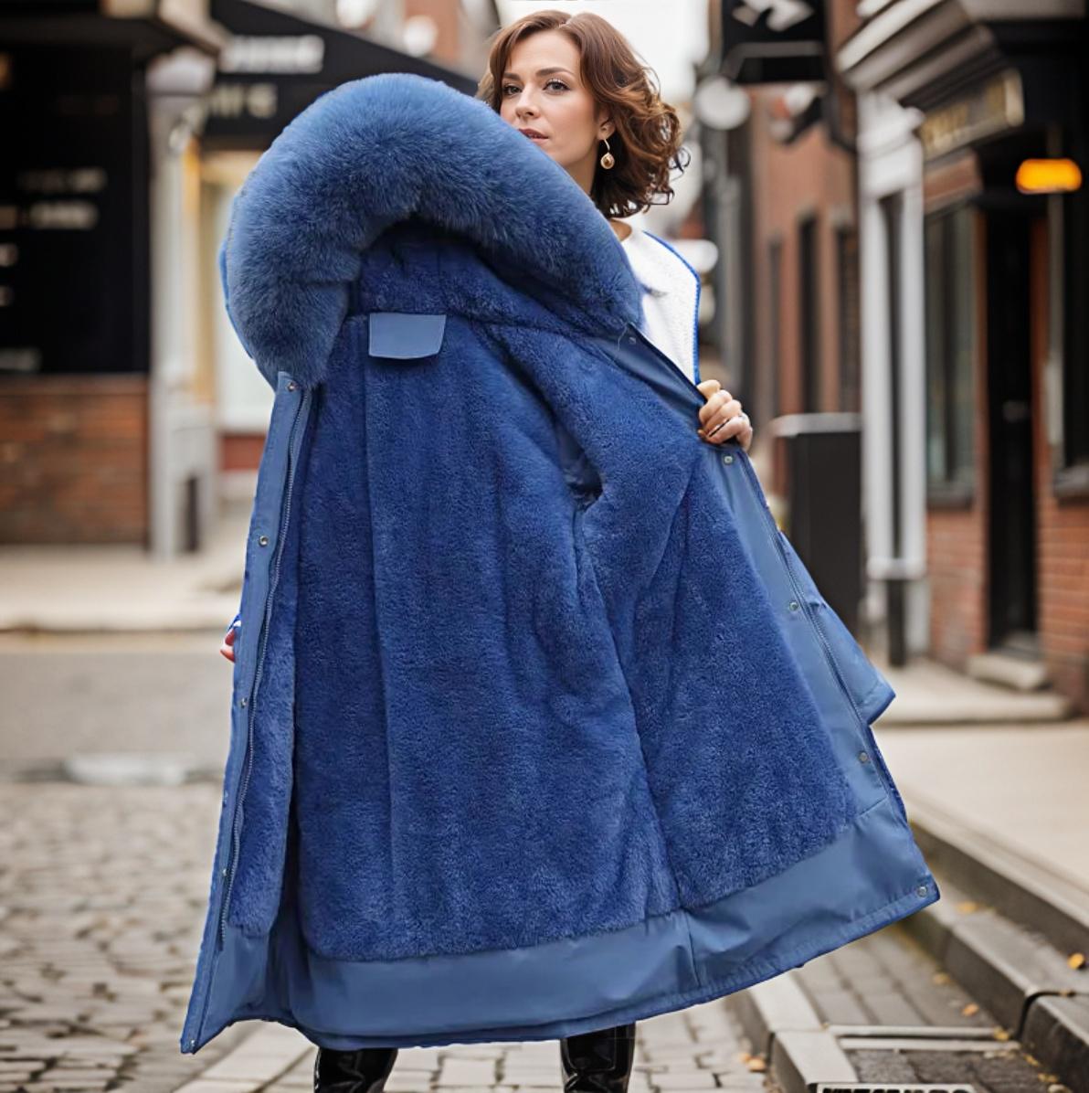 Warme weerbestendige lange winterparka voor dames met capuchon en zachte voering – warme laag voor koud weer