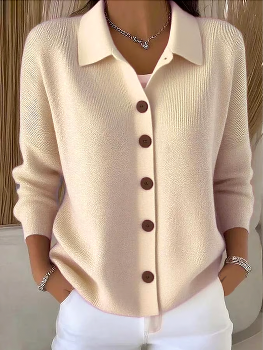 Gebreide cardigan met knopen en relaxte kraag voor dames