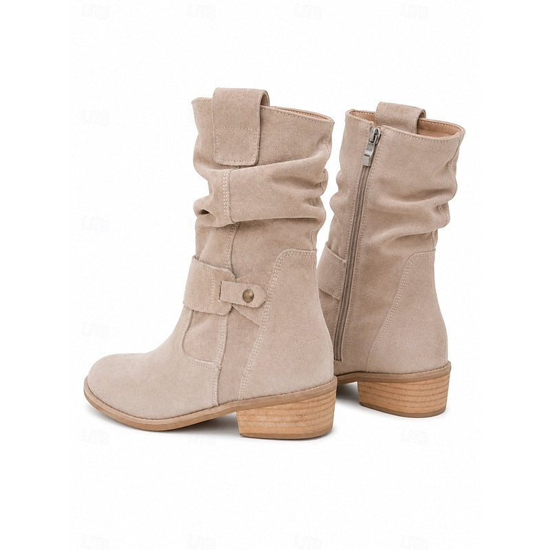 Slouchy enkellaarsjes met gesp