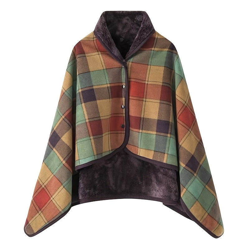Rosamund | Gezellige geruite cardigan omslagsjaal