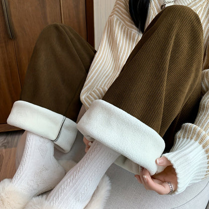 Wijde pantalon met fleece voering