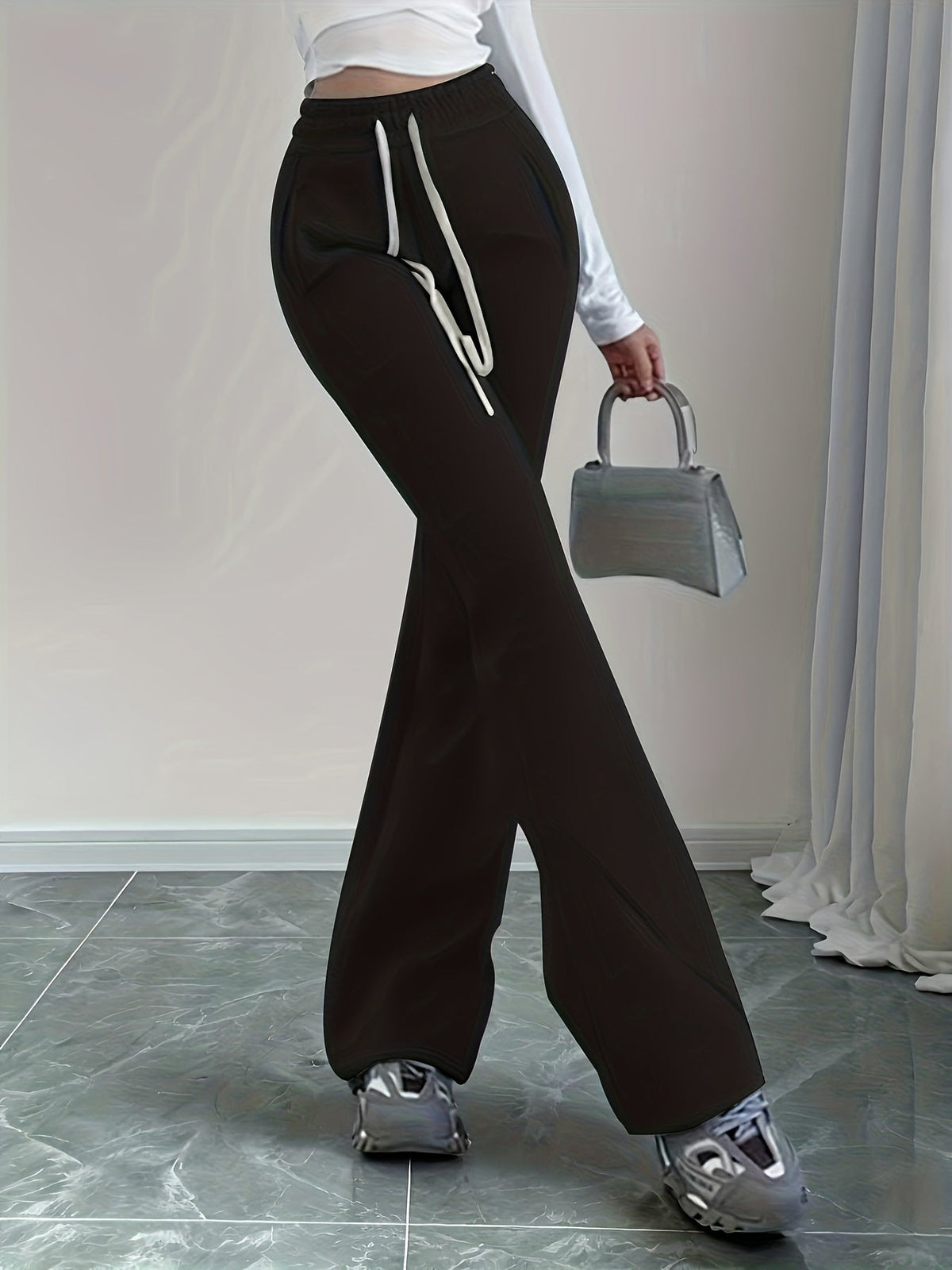 Uitlopende loungebroek met hoge taille