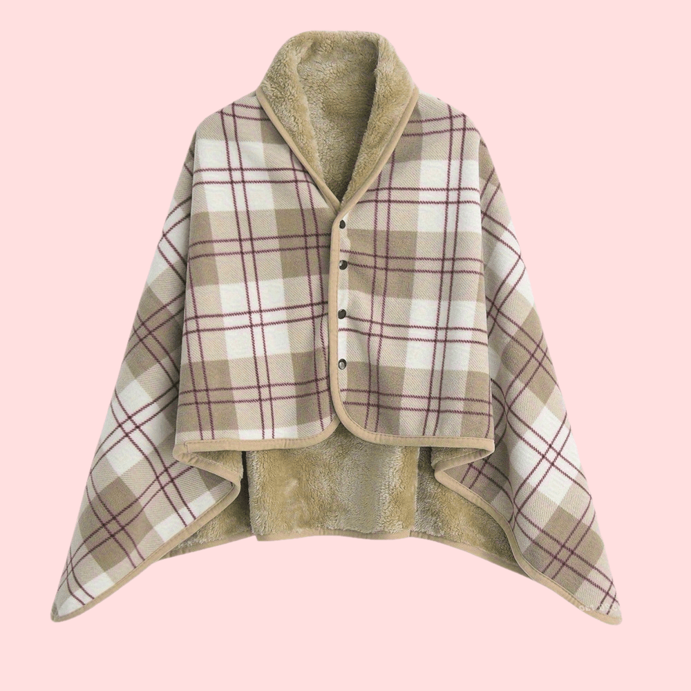 Rosamund | Gezellige geruite cardigan omslagsjaal