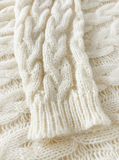 Florence | Ruimvallende cardigan kabeltrui met V-hals