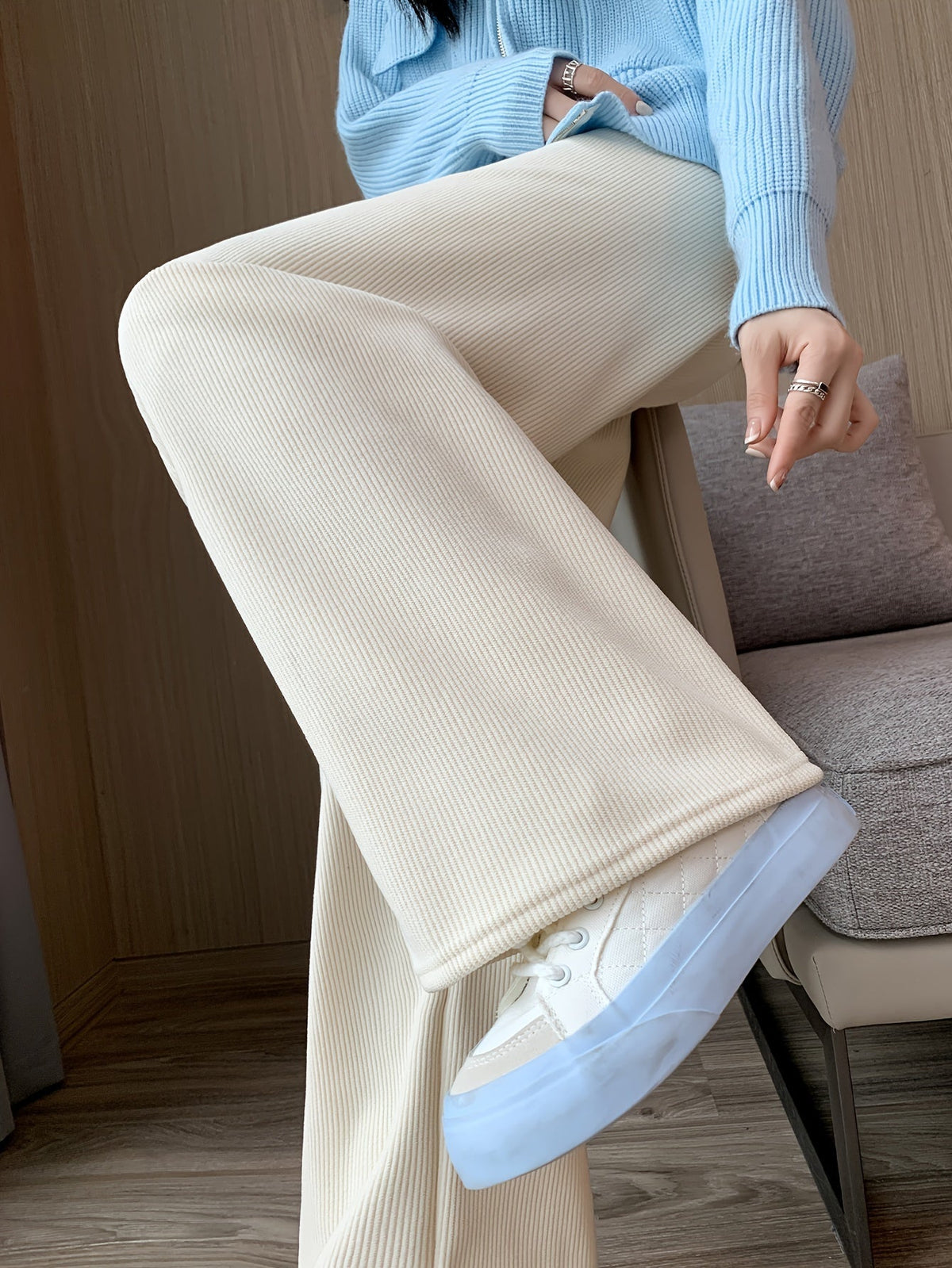 Wijde pantalon met fleece voering