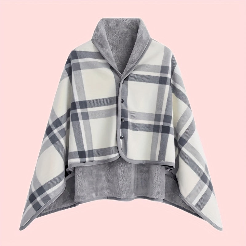 Rosamund | Gezellige geruite cardigan omslagsjaal