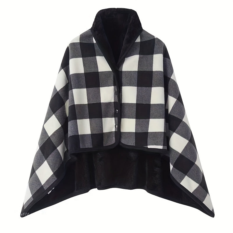 Rosamund | Gezellige geruite cardigan omslagsjaal