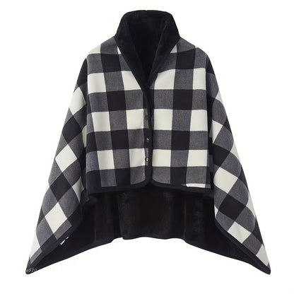 Rosamund | Gezellige geruite cardigan omslagsjaal