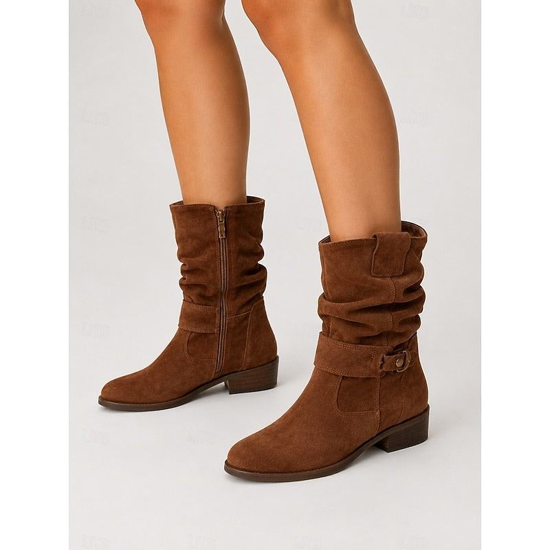 Slouchy enkellaarsjes met gesp