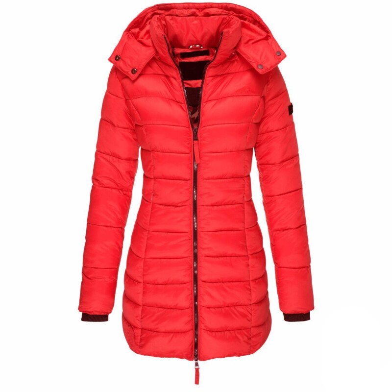 Lange gewatteerde waterafstotende parka met capuchon